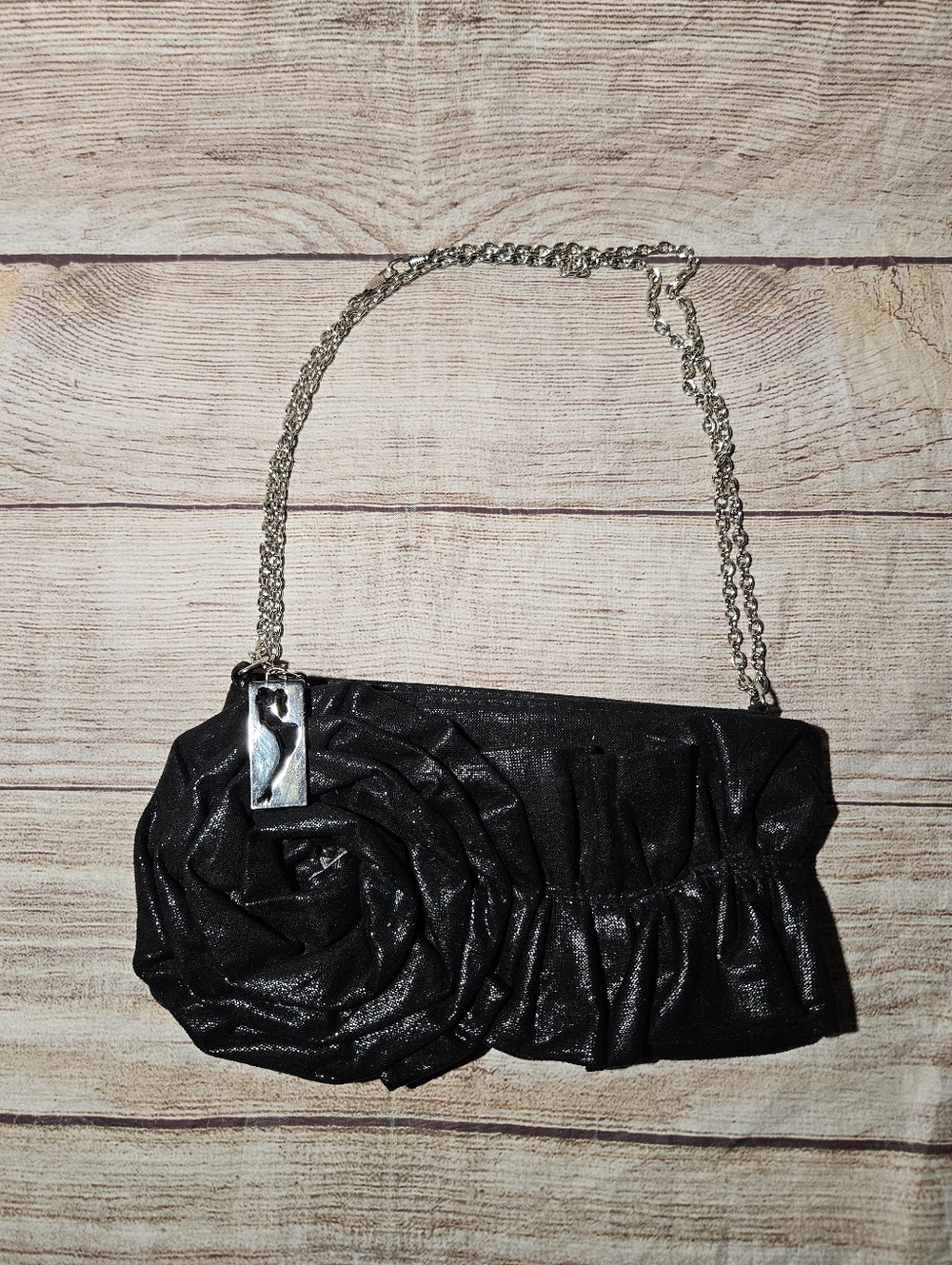 Dollhouse y2k black rose chain formal clutch shoulder bag